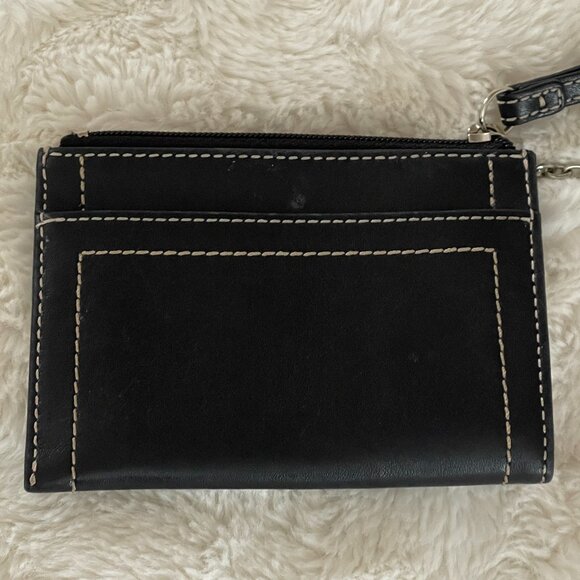 Coach Mini Skinny Case Key Ring Black Leather Zipper VTG Side Pocket - Picture 3 of 7